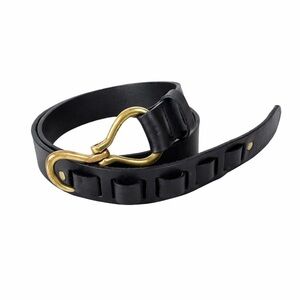Austin Jeffers Brass Hook Buckle Black Leather Unisex Belt Size 38